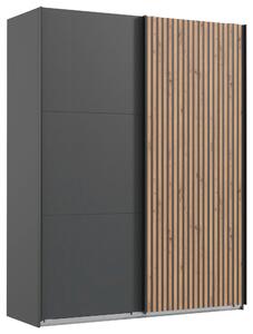 SKRIŇA S POS. DVER. – HOR.VED, grafitová, farba duba, 200/218/65 cm Premium Living - Online Only zostavy, Online Only