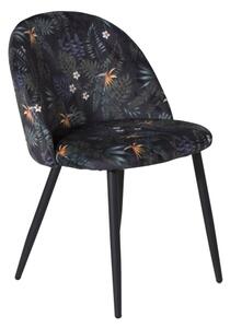Velvet jedálenská stolička čierna/kvetinová