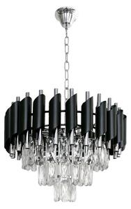 Luster na reťazi CRISTAL 5xE14/10W/230V čierna/matný chróm