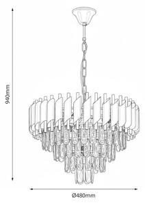 Luster na reťazi CRISTAL 7xE14/10W/230V čierna/zlatá
