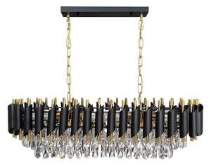 Luster na reťazi CRISTAL 10xE14/10W/230V čierna/zlatá