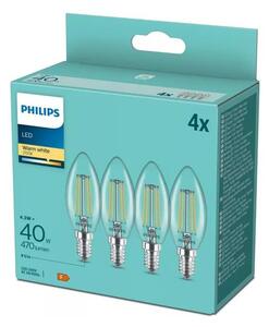 Sada 4x LED žiaroviek VINTAGE Philips B35 14/4,3W/230V 2700K