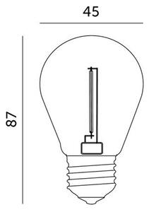 Žiarovka LED E27 ST45 1W, 2700K, 230V, LED filament, globo