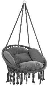 Závesné kreslo BOHO s vankúšmi, Ø61cm, antracitová Jurhan