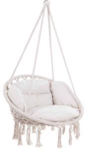 Závesné kreslo BOHO s vankúšmi, Ø61cm, béžová Jurhan