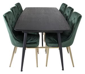 Gold Velvet Lyx stolová súprava čierna/zelená