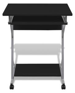 Čierny počítačový stôl s vysúvacou doskou pre klávesnicu a miš