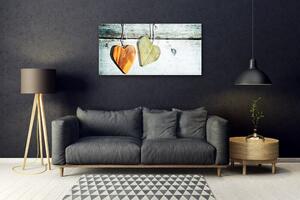 Obraz na skle Srdce drevo umenie 140x70 cm 2 Prívesky