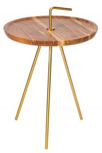 Odkladací stolík Simply Clever Ø41 cm, zlatá/natur