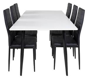 Polar Slim stolová súprava biela/čierna ekokoža