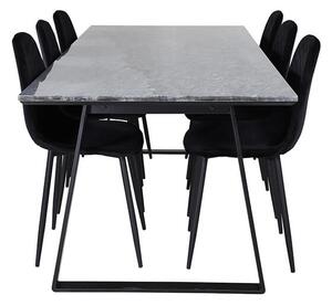 Estelle Polar II stolová súprava mramor čierna/čierna