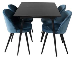 Silar Velvet stolová súprava čierna/modrá