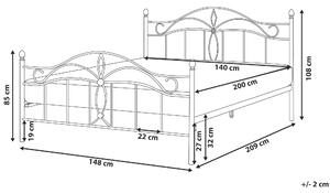 Rám postele biela kovová posteľ EU veľkosť double size 140x200 cm vintage