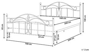 Rám postele biela kovová posteľ EU veľkosť king size 160x200 cm vintage