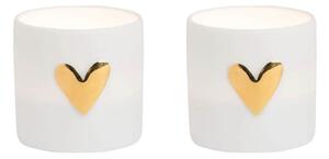 Porcelánový svietnik na čajovú sviečku Heart – set 2 ks