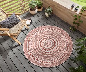 NORTHRUGS - Hanse Home koberce Kusový koberec Twin Supreme 105427 Coron Cayenne kruh – na von aj na doma - 200x200 (priemer) kruh cm