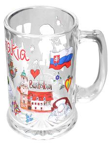 Pohár na pivo 0,4 l Slovakia Zbojník Jurko (Sklenený pohár s uchom, objem 400ml)