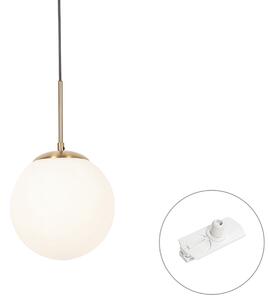 Závesná lampa Art Deco zlatá s opálovým sklom vrátane bieleho adaptéra na koľajnicu 1-fázová - Iconic Flore