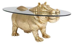 Hippo konferenčný stolík zlatý / sklo
