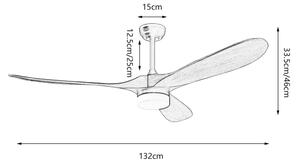 ZEVENTI - LED stropný ventilátor GINOSA LED/18W/230V Wi-Fi Tuya čierny/dub + DO