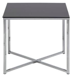 Cross príručný stolík 50x50 cm čierne sklo / chróm