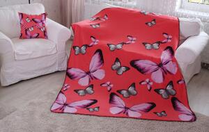 Domarex Deka Butterfly 3D Motýle Viacfarebná Farba: Ružová, Veľkosť: 130 x 160 cm