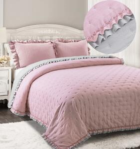 Domarex Prehoz na posteľ Rita s volánikmi Farba: Ružová, Veľkosť: 140 x 200 cm