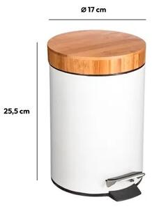 Odpadkový kôš s bambusovým vekom NATUREO 3L, biely
