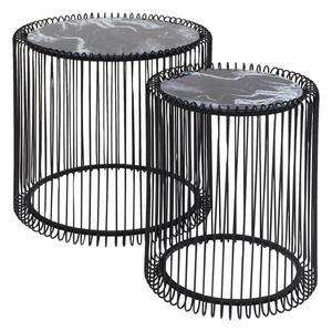 Odkladací stolík Wire Marble Glass Ø 44 cm – set 2 ks 46 × 45 × 45 cm KARE DESIGN