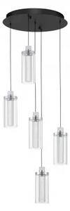 LED stmievateľný čierno-chrómový moderný luster Lune 190