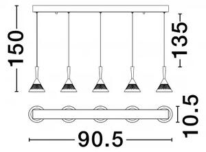 LED stmievateľný čierno-rose zlatá moderný luster Paluz 150