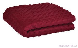 Látka Minky 380 mikroplyš vzor bodky, farba vínová