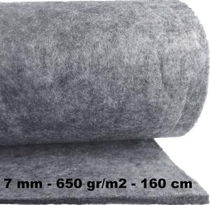 Technický filc 7 mm, farba šedá, metráž 160 cm