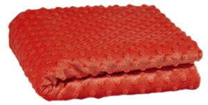 Látka Minky 380 mikroplyš vzor bodky, farba tm. oranžová