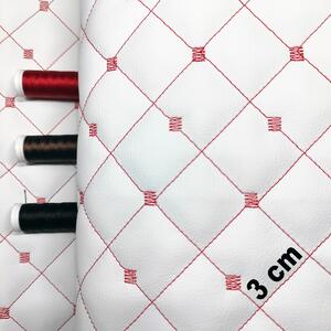 Ekokoža MIX 3x3 cm, prešívaná, farba bielo-červená, metráž 145 cm