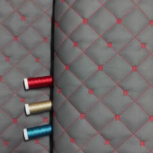 Ekokoža MIX 3x3 cm, prešívaná, farba šedo- červená, metráž 145 cm