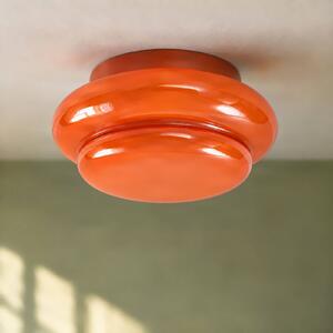Lucande Stropné svietidlo Leilani, Ø 35 cm, oranžové, sklo, Žltá / oranžová, Obývacia izba / jedáleň, Sklo, Dizajn, Závesné svietidlo