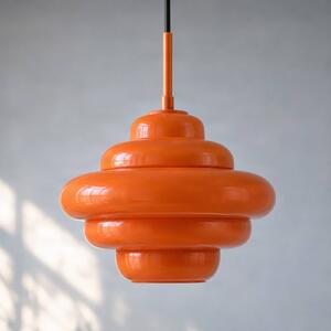 Lucande Závesné svietidlo Leilani, Ø 35 cm, oranžové, sklo, E27, Žltá / oranžová, Obývacia izba / jedáleň, Sklo, Dizajn, Závesné svietidlo