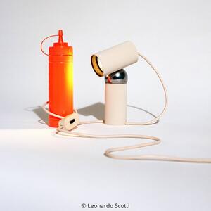 FLOS Stolová lampa Bilboquet, béžová, výška 20 cm, otočná, GU10, Krémová / jantárovo žltá, Obývacia izba / jedáleň, Plast, Dizajn