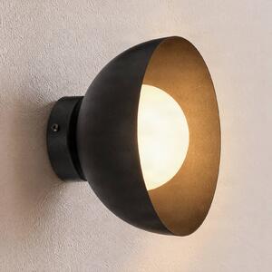 EMIBIG LIGHTING Nástenné svetlo Bibi K1, čierne, oceľ/sklo, Ø 18 cm, Čierna, Obývacia izba / jedáleň, Sklo, Moderný, Nástenné svietidlo