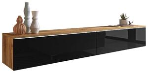NÍZKA KOMODA, dub wotan, čierna s vysokým leskom, 180/30/33 cm P & B - Obývacie zostavy, Online Only