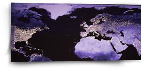 Sablio Obraz Svetelná mapa sveta - 110x50 cm