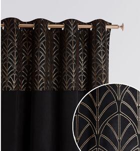 Dekorstudio Zamatový záves BLISS 140x280cm - čierny s uchytením na strieborné dekoračné kolieska