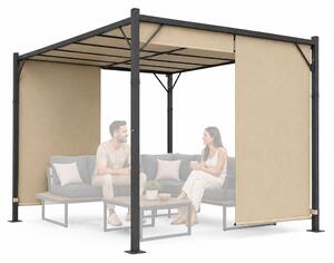 Terasová záhradná pergola 3x4 m oceľový altánok s prístreškom béžová MultiGarden
