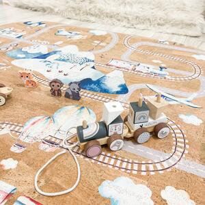 INSPIO-korkový koberec s menom - Detské, koberec z korku pre deti s cestou, autami a menom