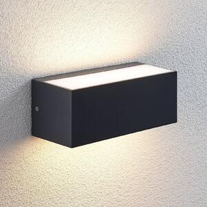 Vonkajšie nástenné svietidlo Lindby LED Nienke, 23 cm, odolné voči morskej, Čierna, Plast, Moderný, Nástenné svietidlo