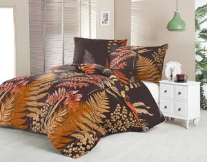 Kvalitex Saténové predĺžené obliečky LUXURY COLLECTION 140x220, 70x90cm PAPRADIE hnedé
