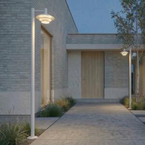 Exterierové LED svietidlo Lucande Montaro, biele, 220 cm, IP54, Biela / opálová, Hliník, Moderný