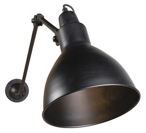 Priemyselná nástenná lampa čierna nastaviteľná - Wye