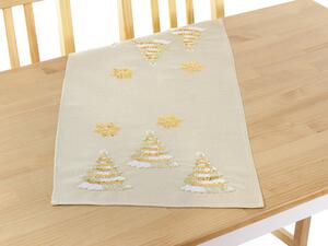 Vianočný vyšívaný obrus Golden tree TiaHome - 40x85 cm